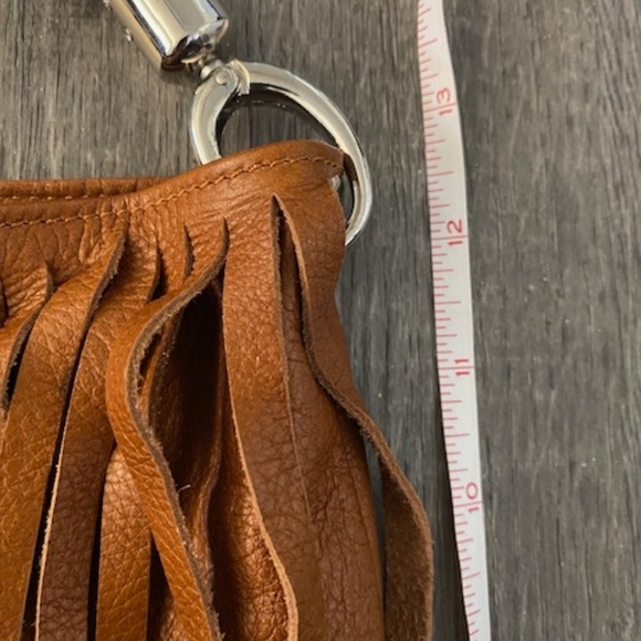 Garnet Hill Italian Leather Fringed Shoulder Bag - Picture 7 of 13